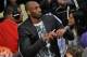 Apr 28, 2013; Los Angeles, CA, USA; Los Angeles Lakers injured guard Kobe Bryant watches the final seconds of the Lakers 103-82 loss to the Spurs in game four of the first round of the 2013 NBA playoffs at the Staples Center. Mandatory Credit: Robert Hanashiro-USA TODAY Sports