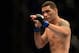 July 11, 2012; San Jose, CA, USA; Chris Weidman reacts during his fight against Mark Munoz (not pictured) during the middleweight bout of the UFC on Fuel TV at HP Pavilion. Mandatory Credit: Kyle Terada-USA TODAY Sports