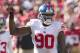SAN FRANCISCO, CA - OCTOBER 14: Defensive end Jason Pierre-Paul #90 of the New York Giants signals in the game against the San Francisco 49ers at Candlestick Park on October 14, 2012 in San Francisco, California. (Photo by Stephen Dunn/Getty Images)