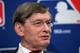 ARLINGTON, TX - OCTOBER 23: MLB commissioner Bud Selig addresses the media during a presentation of the Commissioner’s Historic Achievement Award to Ken Griffey Jr. prior to Game Four of the MLB World Series between the St. Louis Cardinals and Texas Rangers at Rangers Ballpark in Arlington on October 23, 2011 in Arlington, Texas. (Photo by Doug Pensinger/Getty Images)