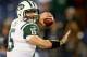 NASHVILLE, TN - DECEMBER 17: Quarterback Tim Tebow #15 of the New York Jets warms up prior to the game against the Tennessee Titans at LP Field on December 17, 2012 in Nashville, Tennessee. (Photo by Andy Lyons/Getty Images)