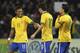 GENEVA, SWITZERLAND - MARCH 21: Oscar (C) of Brazil celebrates his goal with team-mates Neymar (L) and Hernanes (R) during the international friendly match between Italy and Brazil on March 21, 2013 in Geneva, Switzerland. (Photo by Marco Luzzani/Getty Images)