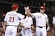 CINCINNATI, OH - JUNE 3: Jay Bruce #32 and Todd Frazier #21 of the Cincinnati Reds celebrate after Bruce hit a two-run home run in the eighth inning against the Colorado Rockies during the game at Great American Ball Park on June 3, 2013 in Cincinnati, Ohio. The Reds won 3-0. (Photo by Joe Robbins/Getty Images)