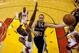 MIAMI, FL - JUNE 06: Manu Ginobili #20 of the San Antonio Spurs goes up for a shot against Chris Bosh #1 of the Miami Heat in the second half during Game One of the 2013 NBA Finals at AmericanAirlines Arena on June 6, 2013 in Miami, Florida. NOTE TO USER: User expressly acknowledges and agrees that, by downloading and or using this photograph, User is consenting to the terms and conditions of the Getty Images License Agreement. (Photo by Mike Segar/Pool/Getty Images)