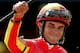 BALTIMORE, MD - MAY 17: Jockey Joel Rosario celebrates aboard Fiftyshadesofhay after winning the 89th Black-Eyed Susan Stakes at Pimlico Race Course on May 17, 2013 in Baltimore, Maryland. (Photo by Matthew Stockman/Getty Images)
