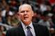 ATLANTA, GA - DECEMBER 05: George Karl of the Denver Nuggets against the Atlanta Hawks at Philips Arena on December 5, 2012 in Atlanta, Georgia. NOTE TO USER: User expressly acknowledges and agrees that, by downloading and or using this photograph, User is consenting to the terms and conditions of the Getty Images License Agreement. (Photo by Kevin C. Cox/Getty Images)