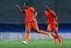 PETAH TIQWA, ISRAEL - JUNE 06: Leroy Fer (L) of Netherlands celebrates his team's third goal with team mate Ola John during the UEFA European Under 21 Championship match between Netherlands and Germany at Ha Moshava Stadium on June 6, 2013 in Petah Tiqwa, Israel. (Photo by Alex Grimm/Getty Images)
