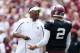 COLLEGE STATION, TX - APRIL 13: Head coach Kevin Sumlin of the Texas A&M Aggies chats with his quarterback Johnny Manziel #2 during the Maroon & White spring football game at Kyle Field on April 13, 2013 in College Station, Texas. (Photo by Scott Halleran/Getty Images)