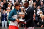 Rafael Nadal Receives Trophy from Usain Bolt