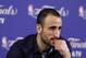 Jun 9, 2013; Miami, FL, USA; San Antonio Spurs shooting guard Manu Ginobili addresses the media after game two of the 2013 NBA Finals against the Miami Heat at the American Airlines Arena. Miami Heat won 103-84. Mandatory Credit: Derick E. Hingle-USA TODAY Sports