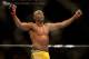 Jul. 7, 2012; Las Vegas, NV, USA; UFC fighter Anderson Silva celebrates after defeating Chael Sonnen (not pictured) during a middleweight bout in UFC 148 at the MGM Grand Garden Arena. Mandatory Credit: Mark J. Rebilas-USA TODAY Sports