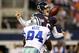 ARLINGTON, TX - OCTOBER 01: Jay Cutler #6 of the Chicago Bears fumbles the ball as he is sacked by DeMarcus Ware #94 of the Dallas Cowboys in the third quarter at Cowboys Stadium on October 1, 2012 in Arlington, Texas. (Photo by Ronald Martinez/Getty Images)