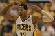 INDIANAPOLIS, IN - MAY 20: Danny Granger #33 of the Indiana Pacers celebrates hitting a shot against the Miami Heat in Game Four of the Eastern Conference Semifinals in the 2012 NBA Playoffs at Bankers Life Fieldhouse on May 20, 2012 in Indianapolis, Indiana. NOTE TO USER: User expressly acknowledges and agrees that, by downloading and/or using this photograph, User is consenting to the terms and conditions of the Getty Images License Agreement. (Photo by Jonathan Daniel/Getty Images)