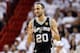 MIAMI, FL - JUNE 09: Manu Ginobili #20 of the San Antonio Spurs reacts in the third quarter while taking on the Miami Heat during Game Two of the 2013 NBA Finals at AmericanAirlines Arena on June 9, 2013 in Miami, Florida. NOTE TO USER: User expressly acknowledges and agrees that, by downloading and or using this photograph, User is consenting to the terms and conditions of the Getty Images License Agreement. (Photo by Christian Petersen/Getty Images)