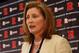 PISCATAWAY, NJ - MAY 15: Julie Hermann talks to the media after being introduced as Rutgers University athletic director on May 15, 2013 in Piscataway, New Jersey. Hermann, 49, most recently served as University of Louisville's senior associate athletic director. She replaces Tim Pernetti who resigned on April 5 in the wake of footage came to light of then-head basketball coach Mike Rice physically and verbally abusing his players during multiple practices. (Photo by Rich Schultz /Getty Images)