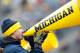 Apr 13, 2013; Ann Arbor, MI, USA; Michigan Wolverines cheerleader during the Spring Game at Michigan Stadium. Mandatory Credit: Rick Osentoski-USA TODAY Sports