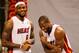 MIAMI, FL - DECEMBER 12: LeBron James #6 and Dwyane Wade #3 of the Miami Heat laugh during media day at American Airlines Arena on December 12, 2011 in Miami, Florida. (Photo by Mike Ehrmann/Getty Images)
