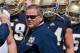 Apr 20, 2013; Notre Dame, IN, USA; Notre Dame Fighting Irish head coach Brian Kelly waits to lead his team onto the field for the Blue-Gold Game at Notre Dame Stadium. Mandatory Credit: Matt Cashore-USA TODAY Sports