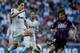 MADRID, SPAIN - MAY 04: Angel Di Maria (L) of Real Madrid CF competes for the ball with Alvaro Rubio (R) of Real Valladolid CF during the La Liga match between Real Madrid CF and Real Valladolid CF at Estadio Santiago Bernabeu on May 4, 2013 in Madrid, Spain. (Photo by Gonzalo Arroyo Moreno/Getty Images)