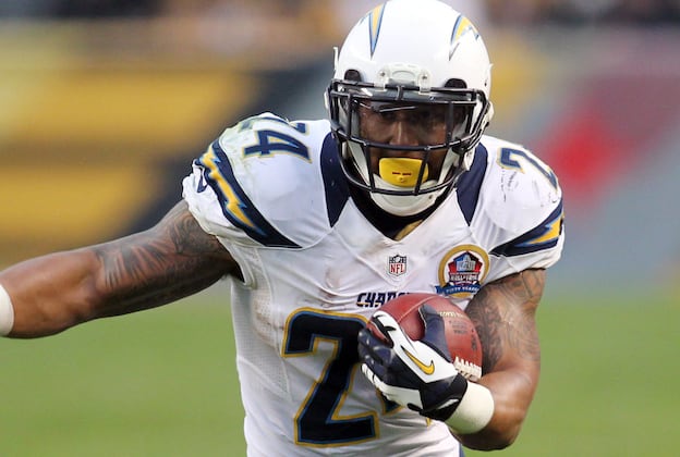 Ryan Mathews works to get everyone, including LT's ghost, off his back