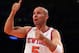 NEW YORK, NY - MARCH 31: Jason Kidd #5 of the New York Knicks reacts after he is called for a foul in the first quarter against the Boston Celtics on March 31, 2013 at Madison Square Garden in New York City. NOTE TO USER: User expressly acknowledges and agrees that, by downloading and/or using this photograph, user is consenting to the terms and conditions of the Getty Images License Agreement. (Photo by Elsa/Getty Images)