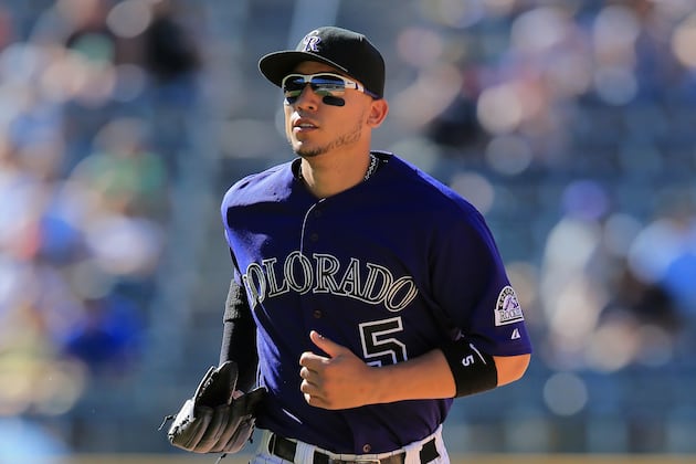 Rockies' Gonzalez Hit by Foul Ball, Removed from Game vs. Nationals