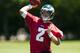 Jun 4, 2013; Philadelphia, PA, USA; Philadelphia Eagles fourth round draft pick quarterback Matt Barkley (2) passes the ball during minicamp at the NovaCare Complex. Mandatory Credit: Howard Smith-USA TODAY Sports