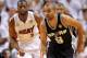 Jun 6, 2013; Miami, FL, USA; San Antonio Spurs point guard Tony Parker (9) dribbles the ball past Miami Heat shooting guard Dwyane Wade (3) during the second quarter of game one of the 2013 NBA Finals at the American Airlines Arena. Mandatory Credit: Steve Mitchell-USA TODAY Sports
