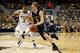 AUBURN HILLS, MI - MARCH 21: Nate Wolters #3 of the South Dakota State Jackrabbits drives in the second half against Trey Burke #3 of the Michigan Wolverines during the second round of the 2013 NCAA Men's Basketball Tournament at at The Palace of Auburn Hills on March 21, 2013 in Auburn Hills, Michigan. (Photo by Gregory Shamus/Getty Images)