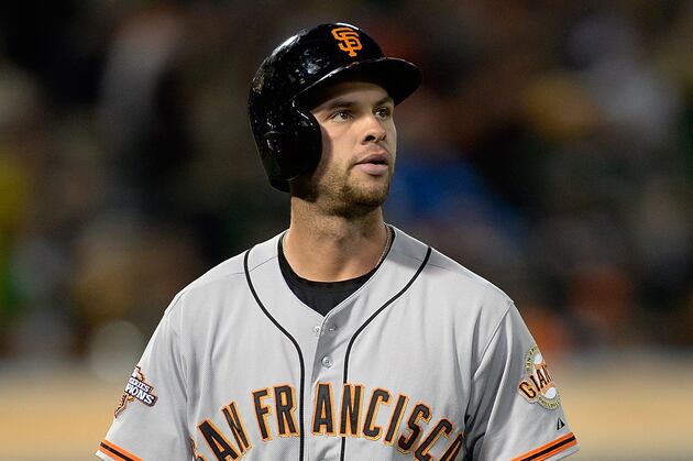 Brandon Belt Sitting vs. ATL, Posey at 1B