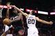 SAN ANTONIO, TX - JUNE 13: LeBron James #6 of the Miami Heat looks to pass around Manu Ginobili #20 of the San Antonio Spurs in the fourth quarter during Game Four of the 2013 NBA Finals at the AT&T Center on June 13, 2013 in San Antonio, Texas. NOTE TO USER: User expressly acknowledges and agrees that, by downloading and or using this photograph, User is consenting to the terms and conditions of the Getty Images License Agreement. (Photo by Christian Petersen/Getty Images)