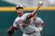 Jun 15, 2013; Omaha, NE, USA; Indiana Hoosiers pitcher Joey DeNato (23) throws against the Louisville Cardinals during the College World Series game at TD Ameritrade Park. Mandatory Credit: Bruce Thorson-USA TODAY Sports