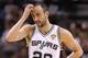 SAN ANTONIO, TX - JUNE 13: Manu Ginobili #20 of the San Antonio Spurs reacts in the first half while taking on the Miami Heat during Game Four of the 2013 NBA Finals at the AT&T Center on June 13, 2013 in San Antonio, Texas. NOTE TO USER: User expressly acknowledges and agrees that, by downloading and or using this photograph, User is consenting to the terms and conditions of the Getty Images License Agreement. (Photo by Christian Petersen/Getty Images)