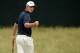 ARDMORE, PA - JUNE 16: Justin Rose of England celebrates on the 13th green during the final round of the 113th U.S. Open at Merion Golf Club on June 16, 2013 in Ardmore, Pennsylvania. (Photo by Ross Kinnaird/Getty Images)