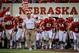 LINCOLN, NE - NOVEMBER 10: Nebraska Cornhuskers head coach Bo Pelini leads his team onto the field before their game at Memorial Stadium on November 10, 2012 in Lincoln, Nebraska. Nebraska beat Penn State 32-23. (Photo by Eric Francis/Getty Images)