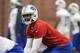 May 10, 2013; Orchard Park, NY, USA; Buffalo Bills quarterback EJ Manuel (3) waits for the ball to be snapped during rookie minicamp at Ralph Wilson Stadium. Mandatory Credit: Timothy T. Ludwig-USA TODAY Sports