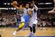 Dec 28, 2012; Dallas, TX, USA; Denver Nuggets shooting guard Andre Iguodala (9) drives the ball past Dallas Mavericks shooting guard O.J. Mayo (32) during the second half at the American Airlines Center. The Nuggets defeated the Mavericks 106-85. Mandatory Credit: Jerome Miron-USA TODAY Sports