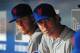 ATLANTA, GA - JUNE 18: Zack Wheeler #45 (L) and Matt Harvey #33 of the New York Mets relax in the dugout during game two of a doubleheader against the Atlanta Braves at Turner Field on June 18, 2013 in Atlanta, Georgia. (Photo by Scott Cunningham/Getty Images)