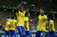 FORTALEZA, BRAZIL - JUNE 19: Jo of Brazil celebrates scoring his team's second goal with team-mate Neymar (R) during the FIFA Confederations Cup Brazil 2013 Group A match between Brazil and Mexico at Castelao on June 19, 2013 in Fortaleza, Brazil. (Photo by Clive Mason/Getty Images)