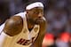 MIAMI, FL - JUNE 18: LeBron James #6 of the Miami Heat reacts in the second half while taking on the San Antonio Spurs during Game Six of the 2013 NBA Finals at AmericanAirlines Arena on June 18, 2013 in Miami, Florida. NOTE TO USER: User expressly acknowledges and agrees that, by downloading and or using this photograph, User is consenting to the terms and conditions of the Getty Images License Agreement. (Photo by Mike Ehrmann/Getty Images)