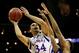 KANSAS CITY, MO - MARCH 16: Perry Ellis #34 of the Kansas Jayhawks shoots against the Kansas State Wildcats in the second half during the Final of the Big 12 basketball tournament at Sprint Center on March 16, 2013 in Kansas City, Missouri. (Photo by Jamie Squire/Getty Images)