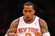 NEW YORK, NY - APRIL 23: J.R. Smith #8 of the New York Knicks celebrates during their 87-71 win against the Boston Celtics during Game two of the Eastern Conference Quarterfinals of the 2013 NBA Playoffs at Madison Square Garden on April 23, 2013 in New York City. NOTE TO USER: User expressly acknowledges and agrees that, by downloading and or using this photograph, User is consenting to the terms and conditions of the Getty Images License Agreement. (Photo by Al Bello/Getty Images)
