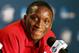 Mar 21, 2013; Dayton, OH, USA; Indiana Hoosiers guard Victor Oladipo speaks at a press conference the day before the second round of the 2013 NCAA tournament at University of Dayton Arena. Mandatory Credit: Brian Spurlock-USA TODAY Sports