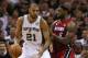 SAN ANTONIO, TX - JUNE 11: Tim Duncan #21 of the San Antonio Spurs posts up LeBron James #6 of the Miami Heat in the second half during Game Three of the 2013 NBA Finals at the AT&T Center on June 11, 2013 in San Antonio, Texas. NOTE TO USER: User expressly acknowledges and agrees that, by downloading and or using this photograph, User is consenting to the terms and conditions of the Getty Images License Agreement. (Photo by Mike Ehrmann/Getty Images)