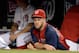 WASHINGTON, DC - JUNE 04: Bryce Harper #34 of the Washington Nationals watches play from the dugout during a game against the New York Mets at Nationals Park on June 4, 2013 in Washington, DC. (Photo by Patrick McDermott/Getty Images)