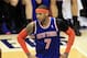 May 18, 2013; Indianapolis, IN, USA; New York Knicks small forward Carmelo Anthony (7) stands on the free throw line against the Indiana Pacers in game six of the second round of the 2013 NBA Playoffs at Bankers Life Fieldhouse. The Pacers won 106-99. Mandatory Credit: Pat Lovell-USA TODAY Sports