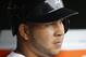DETROIT, MI - JUNE 5: Jhonny Peralta #27 of the Detroit Tigers looks out from the dugout in the second inning of a baseball game against the Tampa Bay Rays at Comerica Park on June 5, 2013 in Detroit, Michigan. (Photo by Duane Burleson/Getty Images)