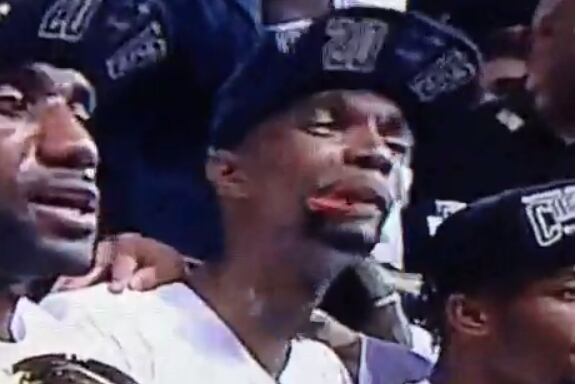 Chris Bosh Loses Battle with Confetti