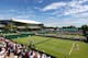 LONDON, ENGLAND - JUNE 26: A view of courts 8 and 9 with Centre Court in the background on day two of the Wimbledon Lawn Tennis Championships at the All England Lawn Tennis and Croquet Club on June 26, 2012 in London, England. (Photo by Clive Brunskill/Getty Images)