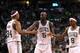 BOSTON, MA - JUNE 03: (L-R) Paul Pierce #34, Kevin Garnett #5 and Rajon Rondo #9 of the Boston Celtics celebrate a play against the Miami Heat in Game Four of the Eastern Conference Finals in the 2012 NBA Playoffs on June 3, 2012 at TD Garden in Boston, Massachusetts. The Celtics won 93-91. NOTE TO USER: User expressly acknowledges and agrees that, by downloading and or using this photograph, User is consenting to the terms and conditions of the Getty Images License Agreement. (Photo by Jim Rogash/Getty Images)